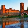 Italy Verona Castelvecchio Bridge paint by numbers