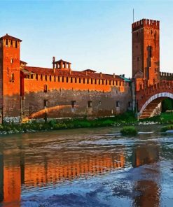 Italy Verona Castelvecchio Bridge paint by numbers