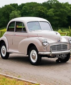 Vintage White Morris Minor Car paint by numbers