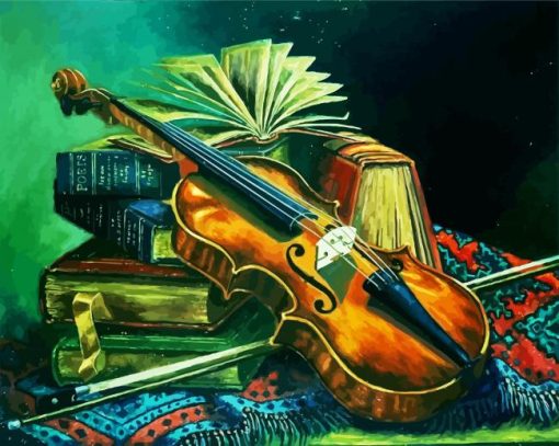 Violin And Books paint by numbers