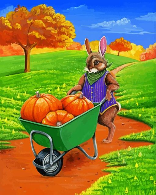 Wheelborrow Full Of Pumpkins paint by numbers