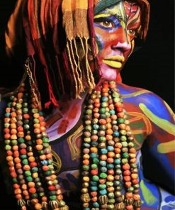 African Woman Wearing Beads Necklaces paint by numbers