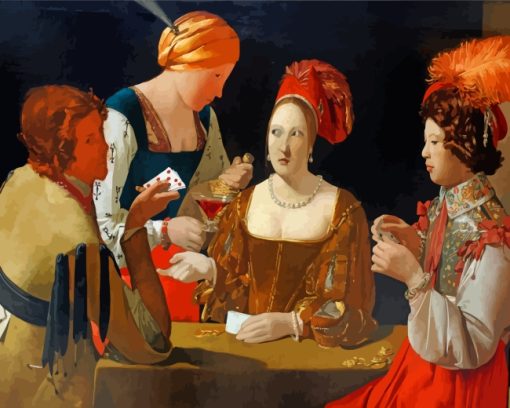 Women Playing Cards paint by number