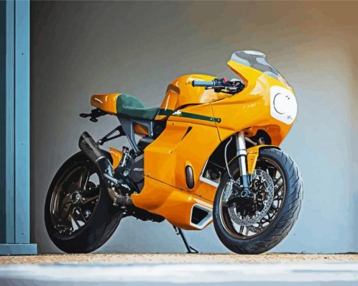 Yellow Ducati Motorcycle paint by numbers