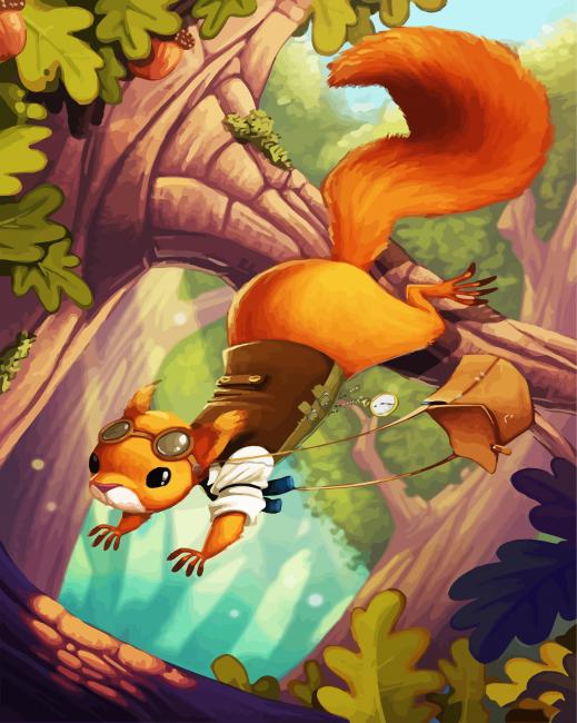 Adventurous Brown Squirrel paint by numbers