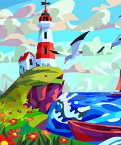 Aesthetic Lighthouse Illustration paint by numbers