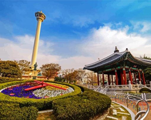 Aesthetic Busan Tower paint by numbers