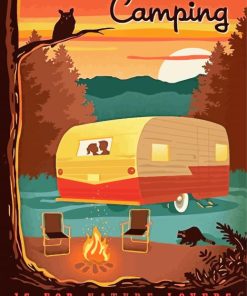 Aesthetic Camping Illustration paint by numbers