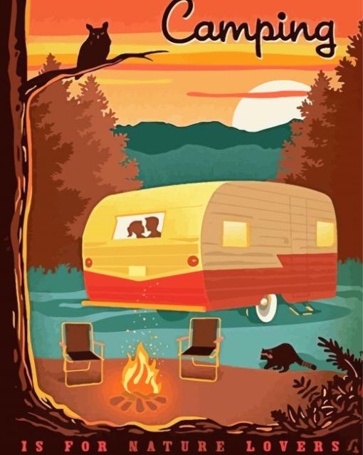 Aesthetic Camping Illustration paint by numbers