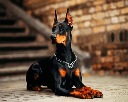 Aesthetic Doberman Dog paint by numbers