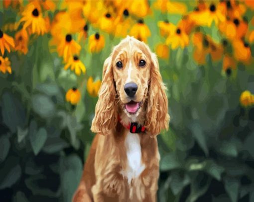 Aesthetic Golden English Cocker Spaniel paint by numbers