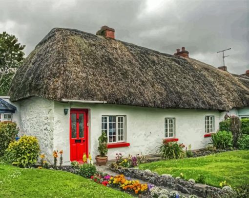 Adorable Thatched Cottage paint by numbers