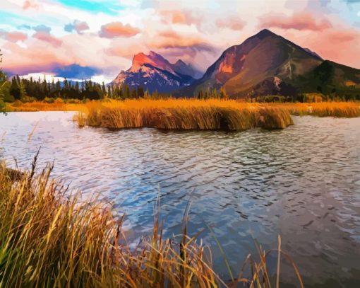 Aesthetic Vermilion Lakes Canada paint by numbers