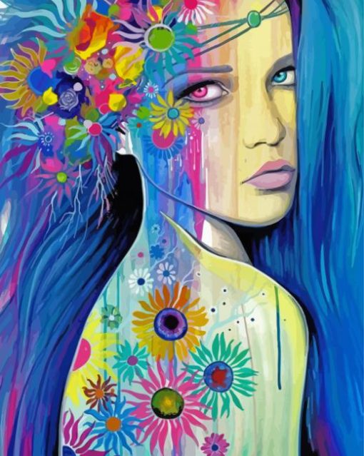 Aesthetic Colorful Lady paint by numbers