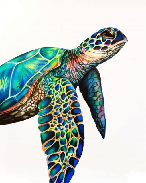 Aesthetic Colorful Sea Turtle paint by numbers