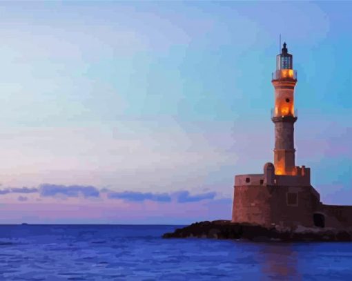 Aesthetic Crete Lighthouse paint by numbers