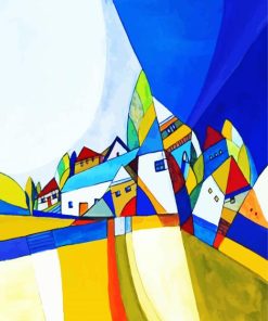 Cubism Houses Art paint by numbers