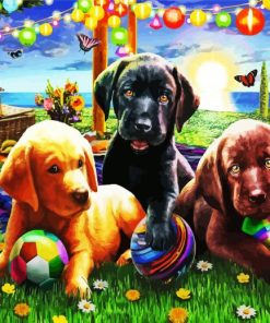 Cute Puppies Animals paint by numbers