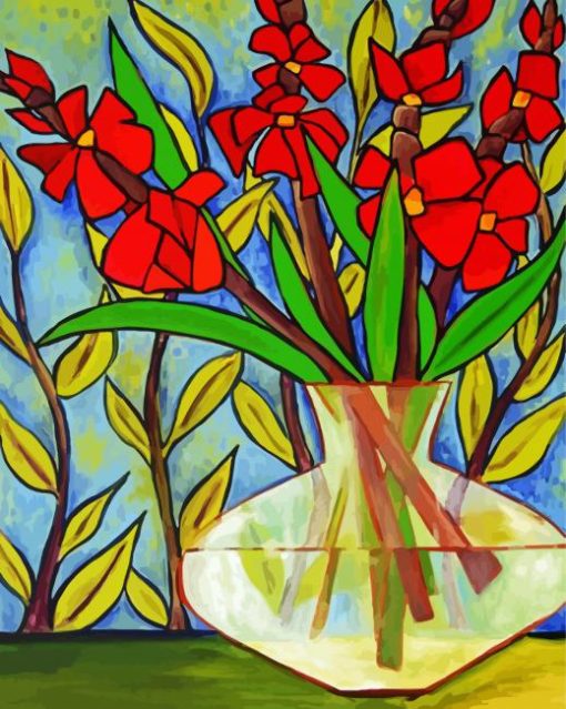 Aesthetic Vase Of Red Flowers paint by numbers