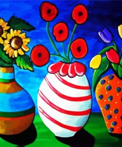 Aesthetic And Colorful Flowers Vases paint by numbers