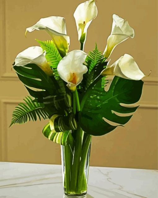 Aesthetic White CaLa Lily Flowers paint by numbers