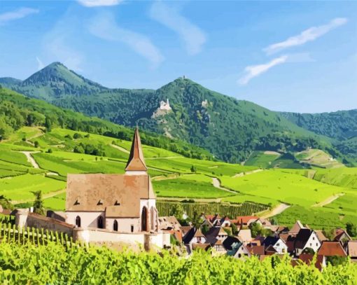 Alsace France Landscape paintby numbers