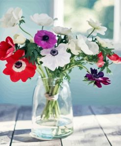 Anemones Flowers In Vase paint by numbers