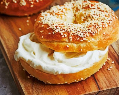 Bagles With Cream Food paint by numbers