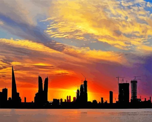 Bahrain Skyline Sunset paint by numbers