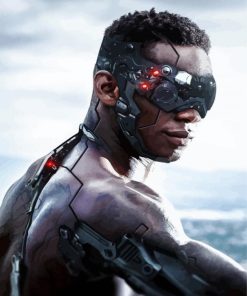 Black Cyborg Superhero paint by nunmbers