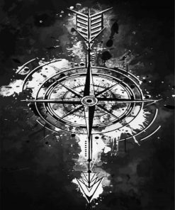 Aesthetic Black And White Compass paint by numbers