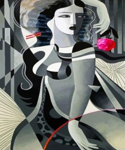 Black And White Cubist Classy Woman paint by numbers