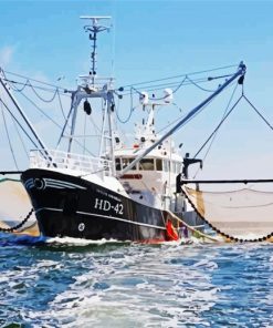 Black Trawler Ship paint by numbers