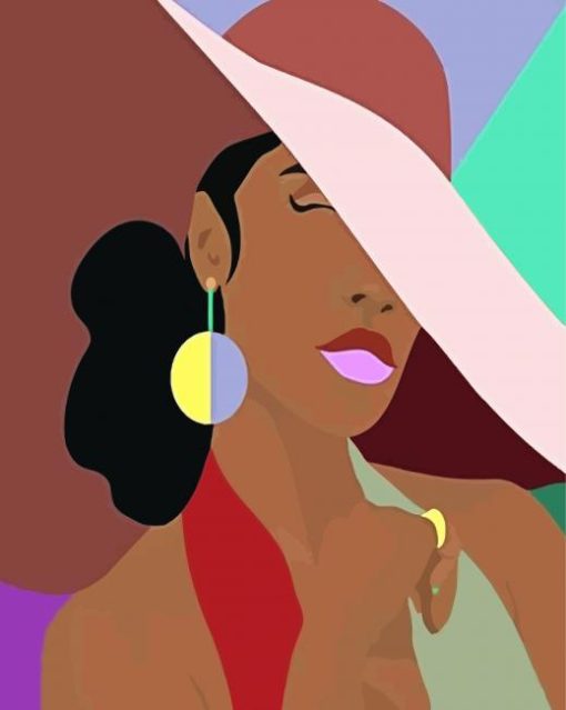 Black Women With Sunhat paint by numbers