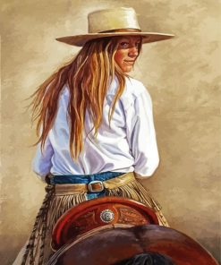 Blonde Cowgirl Riding A Horse paint by numbers