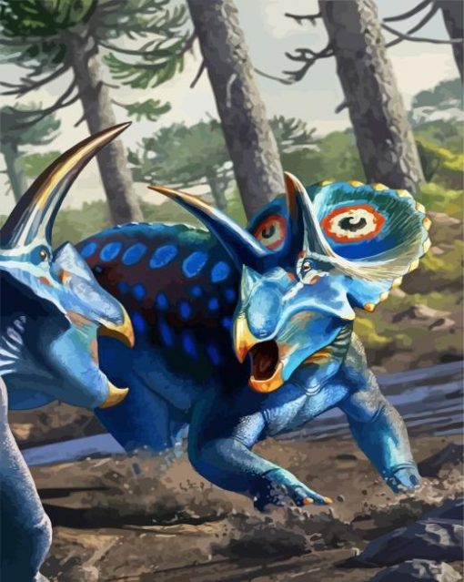 Blue Dinosaurs paint by number