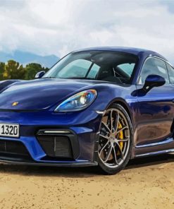 Blue Porsche Cayman Car paint by numbers