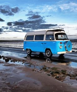 Blue Volkswagen Campervan paint by numbers