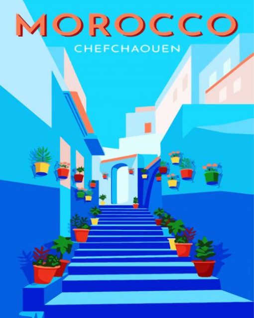 Blue City Chefchaouen Morocco paint by number