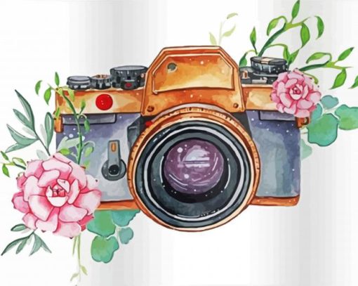 Aesthetic Flowers And Camera Art paint by numbers