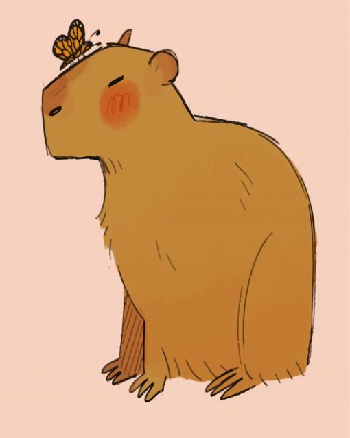 Capybara And Butterfly paint by number