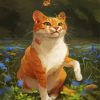 Adorable Ginger Cat And Butterflies paint by number