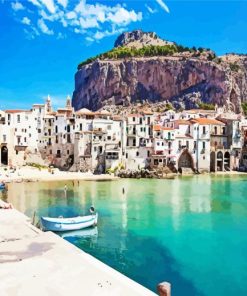 Sicily Cefalu City paint by numbers