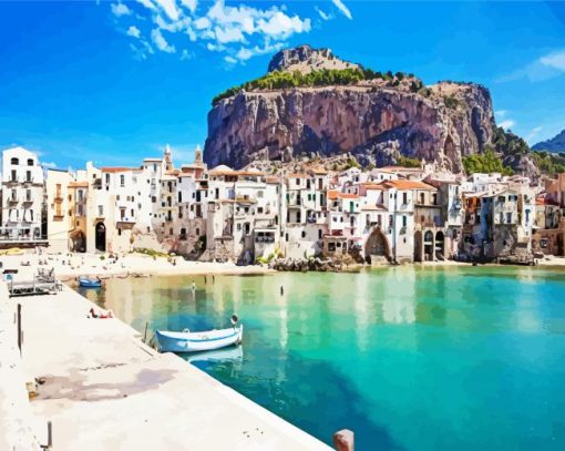 Sicily Cefalu City paint by numbers