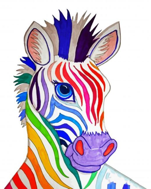 Colorful Cute Zebra paint by numbers