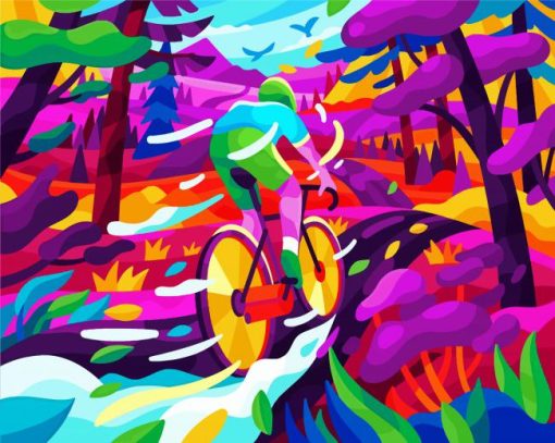 Colorful Cyclist Illustartion paint by numbers