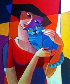 Aesthetic Cubism Woman And Cat paint by numbers