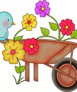 Cute Wheelbarrow With Flowers paint by numbers