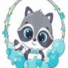 Cute Baby Grey Raccoon paint by numbers