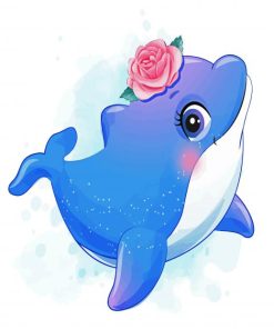 Adorable Dolphin With Flower paiint by numbers